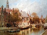Amsterdam Paintings - The Oude Kerk and St. Nicolaaskerk, Amsterdam by Johannes Christiaan Karel Klinkenberg